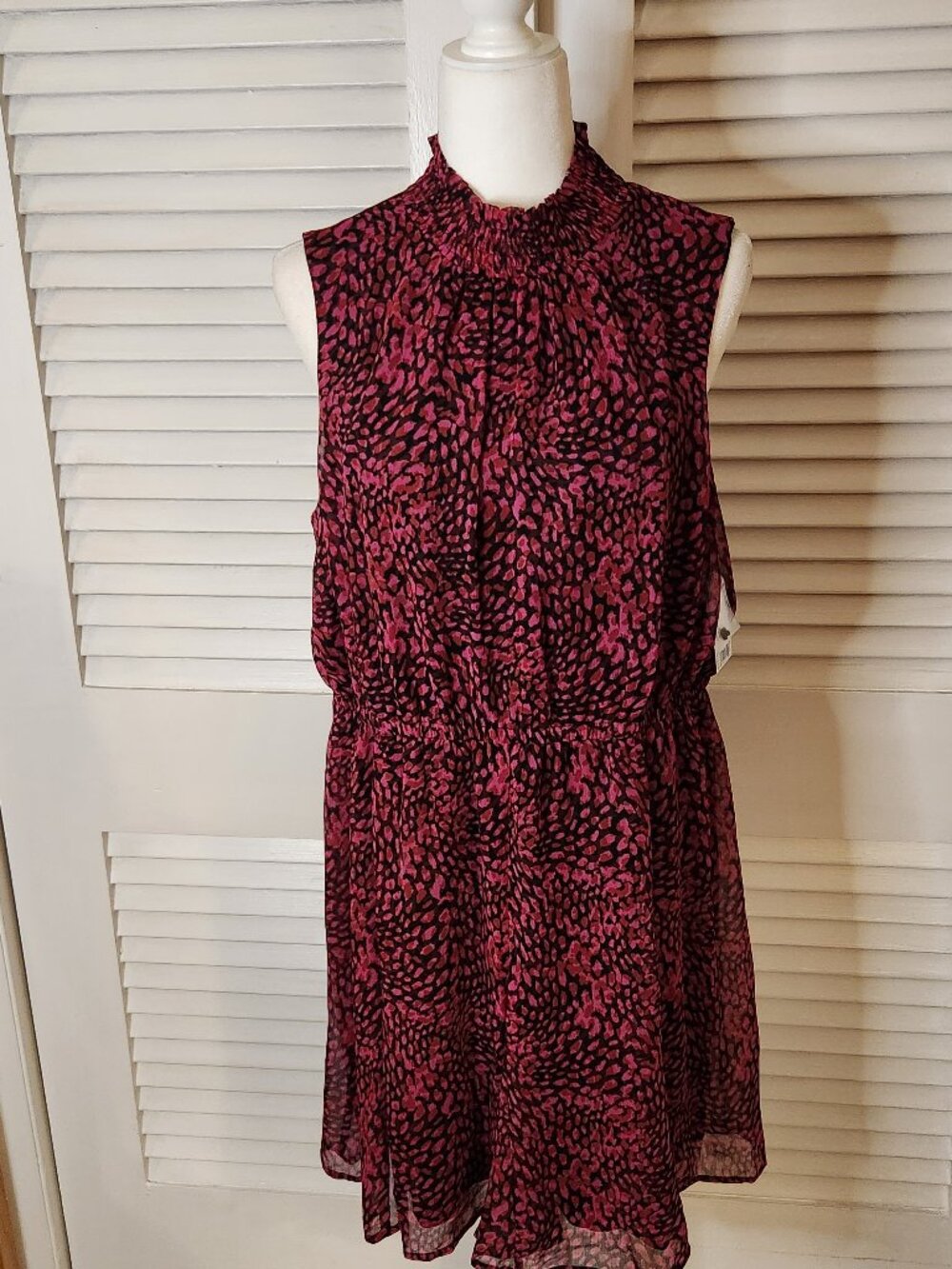 NWT! Brand New Nine West Fuschia & Black Sleeveless XL Mini Dress